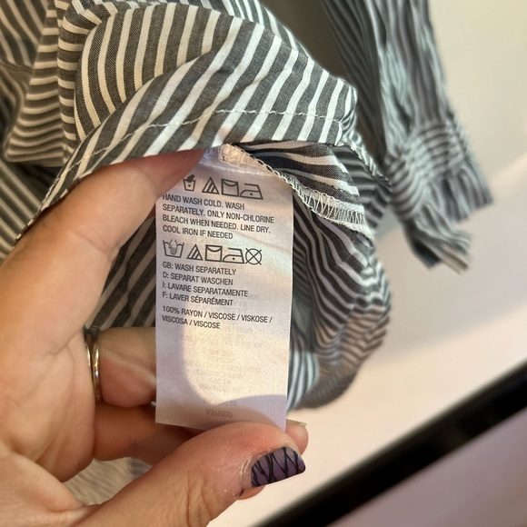 Attitudes by Renee Striped Button Down Blouse - Picture 2 of 4